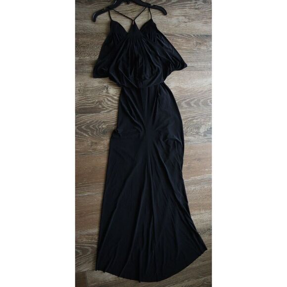 MISA Los Angeles Women's Sz Small Black Domino Tie Front Maxi Dress - Picture 7 of 8